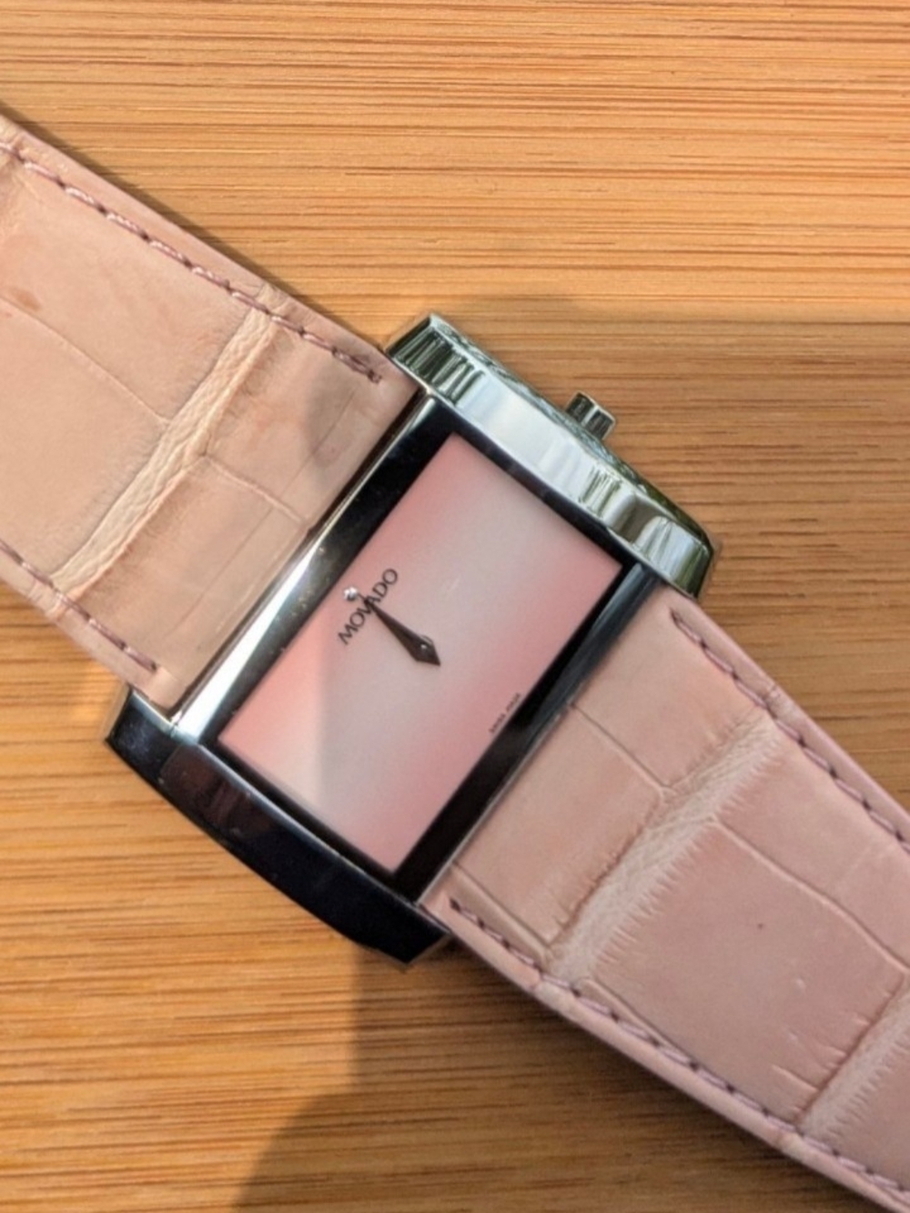 Movado Pink Leather Strap Watch